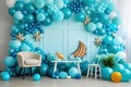 ballon decoration wall party kids in the home ocean theme Royalty Free Stock Photo
