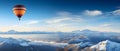 A baloon over the mountain. Panoramic photo.