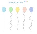 Ballon Trace line worksheet for kids, practicing fine skills.Educational game for preschool children.