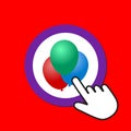 Ballons icon. Joy, holiday concept. Hand Mouse Cursor Clicks the Button