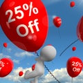 Balloon With 25% Off Showing Discount Of Twenty Five Percent