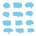 Vector bubbles speech set blue color, hand drawn. EPS10 Royalty Free Stock Photo