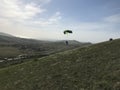 Flight school of paragliding. Beautiful view. Adrenaline. Royalty Free Stock Photo