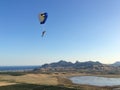 Flight school of paragliding. Beautiful view. Adrenaline. Royalty Free Stock Photo