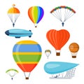 Balloon aerostat transport vector set.