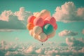 Balloon airship on cloudy sky. Generative AI