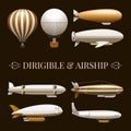 Balloon And Airship Icons Set Royalty Free Stock Photo