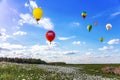 Balloon amid blue sky . soar in the clouds