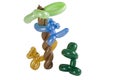 Balloon animal frog, cat, monkey in tree isolated Royalty Free Stock Photo