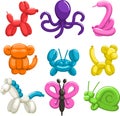 Balloon animals cartoon icon illustrations