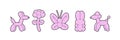 Balloon animals collection and bubble sticker. Dog flower butterfly bunny poodle in trendy retro y2k style. Royalty Free Stock Photo