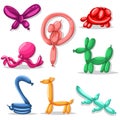 Balloon animals vector cartoon set.