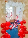 Balloon Archway door Red and white, Arches wedding, a birthday or other holiday Royalty Free Stock Photo