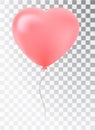 Balloon as a pink heart. Symbol of love. Gift. valentine`s day syatogo. Vector realistic 3de object. Isolated object on