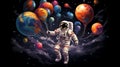 A balloon astronaut soaring among the stars, with a whimsical twist on space Royalty Free Stock Photo