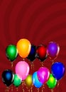 Balloon Background with Gold Streamers. Vector
