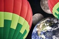 Balloon on a background of planets and space. Elements of this image furnished by NASA