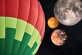 Balloon on a background of planets and space. Elements of this image furnished by NASA