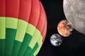 Balloon on a background of planets and space. Elements of this image furnished by NASA