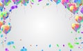 Balloon banner template, abstract colorful celebration background with confetti.Party streamers and colorful confetti on