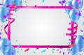 Balloon banner template, abstract colorful celebration background with confetti.Party streamers and colorful confetti on Royalty Free Stock Photo