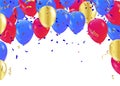 Balloon banner template, abstract colorful celebration background with confetti.Party streamers and colorful confetti on Royalty Free Stock Photo