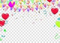 Balloon banner template, abstract colorful celebration background with confetti. Royalty Free Stock Photo