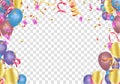 Balloon banner template, abstract colorful celebration background with confetti. Royalty Free Stock Photo