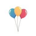 Balloon birthday isolated on white background. Three colorful balloons. Royalty Free Stock Photo