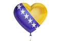 Balloon with Bosnia and Herzegovina flag in the shape of heart, Royalty Free Stock Photo