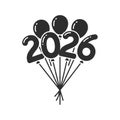 2026 balloon bundle minimal 2D flat solid vector icon Royalty Free Stock Photo