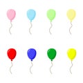 Balloon in cartoon style. Bunch of balloons for birthday and party. Flying balloon with rope. Blue, red, yellow and Royalty Free Stock Photo