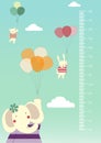 Balloon cartoons ,Meter wall or height meter from 50 to 180 centimeter,Vector illustrations