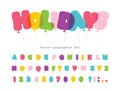 Balloon comic font for kids. Funny colorful ABC letters and numbers. Bold cartoon alphabet for birthday and holidays design. Royalty Free Stock Photo