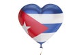 Balloon with Cuba flag in the shape of heart, 3D rendering Royalty Free Stock Photo