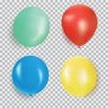 Balloon of different color realistic design vector isolated on transparent background. Balloons made from rubber latex