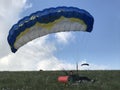 Fly men is a pilot of his body in air. Paragliding and speedflying. Air sport as a way of life. Royalty Free Stock Photo