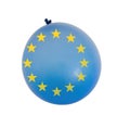 Balloon with EU colours and yellow colour stars. Concept, Brexit etc and inflated European Union. Isolated on white Royalty Free Stock Photo