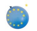 Balloon with EU colours and yellow colour stars. Concept, Brexit etc and European Union. Isolated on white background. Royalty Free Stock Photo