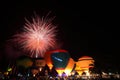 Balloon festival with fireworks Royalty Free Stock Photo