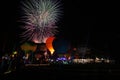 Balloon festival with fireworks Royalty Free Stock Photo