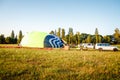 Balloon in the field. Preparing for flight Royalty Free Stock Photo