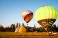 Balloon in the field. Preparing for flight Royalty Free Stock Photo