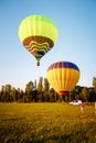 Balloon in the field. Preparing for flight Royalty Free Stock Photo