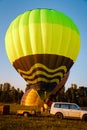 Balloon in the field. Preparing for flight Royalty Free Stock Photo