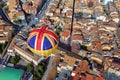 Balloon flight over the city Vic. Spain Royalty Free Stock Photo