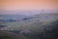 Balloon flight over landscapes of Beaujolais, France Royalty Free Stock Photo