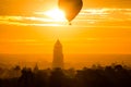 Balloon flying over Bagan Nan Myint Tower Royalty Free Stock Photo