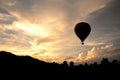 Balloon flying on sky in evening time Silhouette style