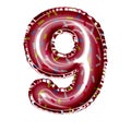 balloon foil pink donut sprinkle number nine